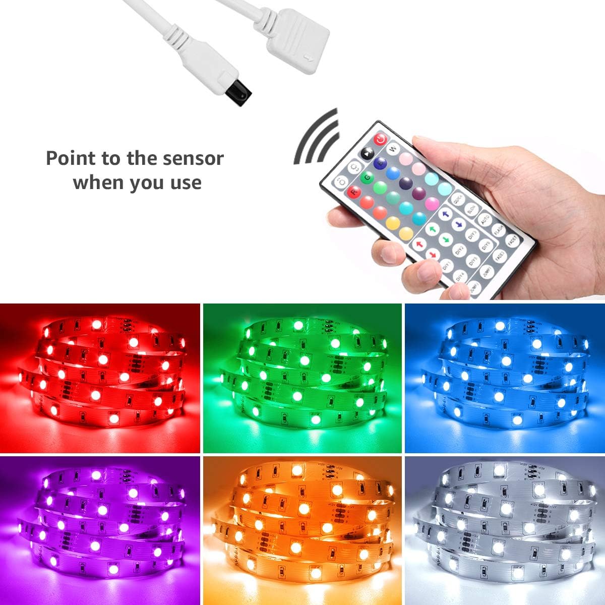 Lepro 50ft LED Strip Lights, Ultra-Long RGB 5050 LED Strips with Remote Controller and Fixing Clips, Color Changing Tape Light with 12V ETL Listed Adapter for Bedroom, Room, Kitchen, Bar(2 X 24.6FT): Home Improvement
