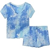 Joyaria Cooling Pajamas Bamboo Viscose Women Short Sleeve V Neck PJ Shorts Set