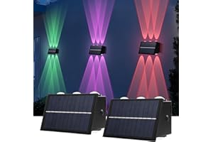 INSDEA 2PCS Solar Wall Lights Outdoor Dusk to Dawn, 7 Color RGB Gradient Solar Lights for Outside Waterproof, Up and Down Lighting Solar Fence Lights Outdoor for Garden Patio Yard Porch Decorative
