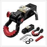 GusHill USA GH 45832 Shackle Hitch for 2" Receivers,15+ton Break Strength, 5/8" Screw Pin Included, 3/4" D Ring Shackle, Towing Accessories for Vehicle Recovery Off-Road
