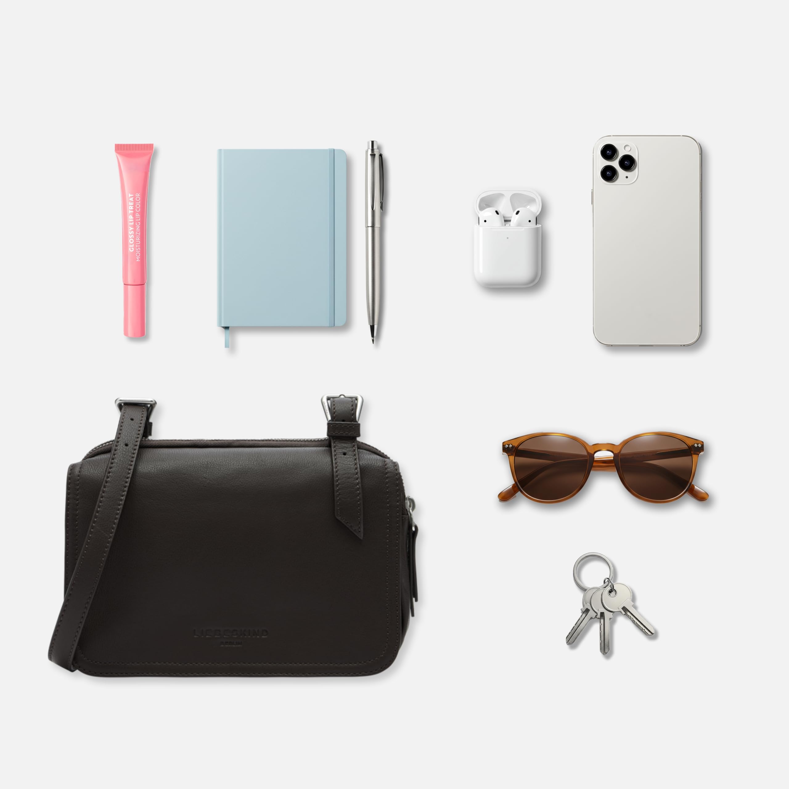 LIEBESKIND Berlin Damen-Umhängetasche „Mareike“ I Crossbody Bag aus Leder mit verstellbaren Schulterriemen I Schultertasche, großzügige Fächer mit Reißverschluss I Shoulder Bag