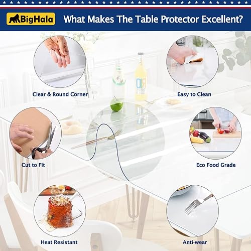 24x96 Inch 1.5 Mm Thick Clear Plastic Table Protector Rectangle Wipeable Vinyl Tablecloth Furniture PVC Protective Desktop Cover Waterproof Coffee Dining Tabletop Protection Desk Chair Floor Mat Pad