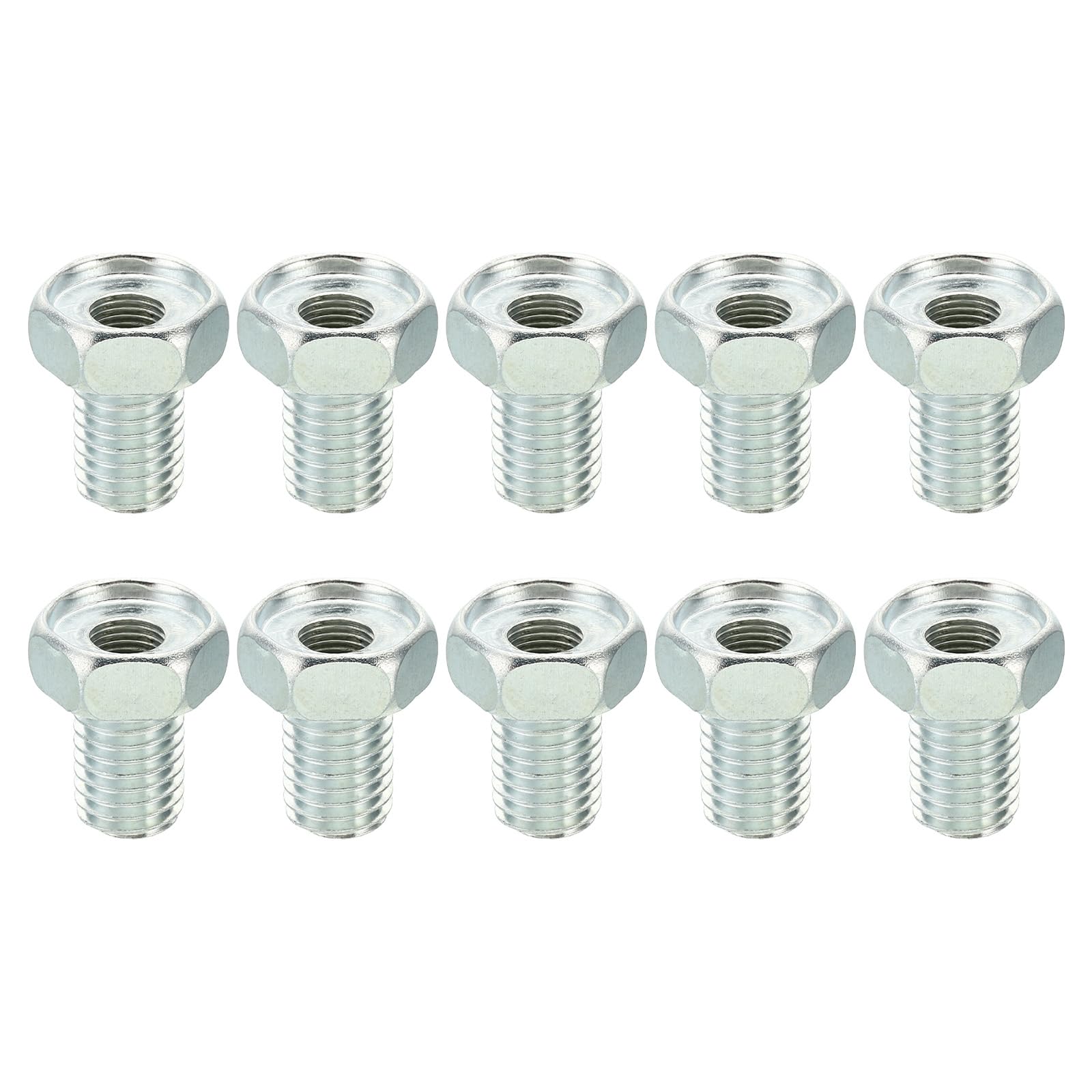 PATIKIL M14x2 to M10x1 Hex Thread Reducing Connector, 10 Pack Hollow Bolt Reducing Nut Screw Sleeve Through Hole Fasteners Adapter Reducer Hardware, 28mm