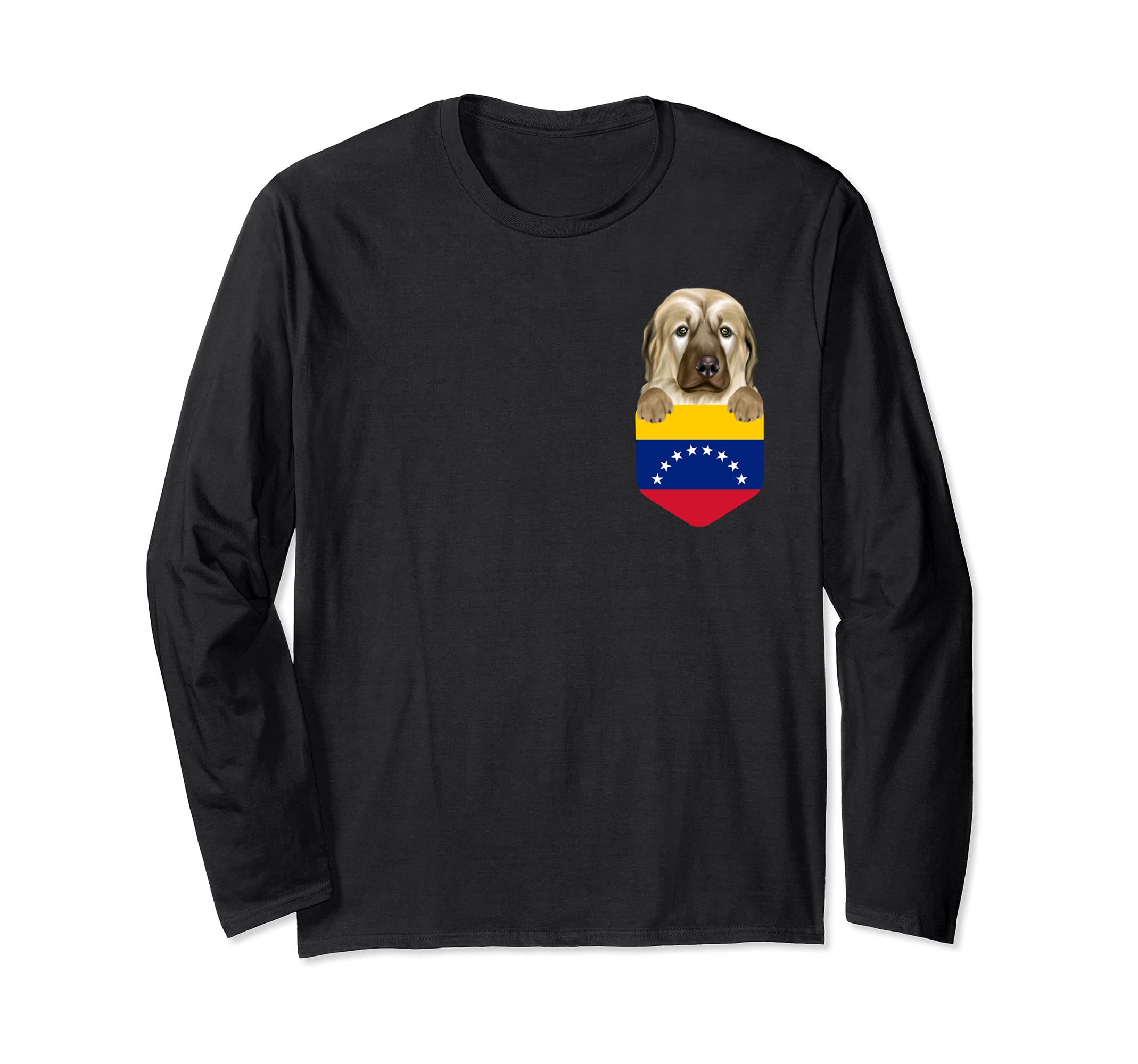Venezuela Flag Anatolian Shepherd Dog Dog In Pocket Long Sleeve T-Shirt