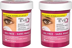 Andrea Eye Qs Oil-Free Makeup Remover Pads 2-Pack (130 Pads Total) | Gentle, Residue-Free Formula | Ideal for Sensitive Skin 