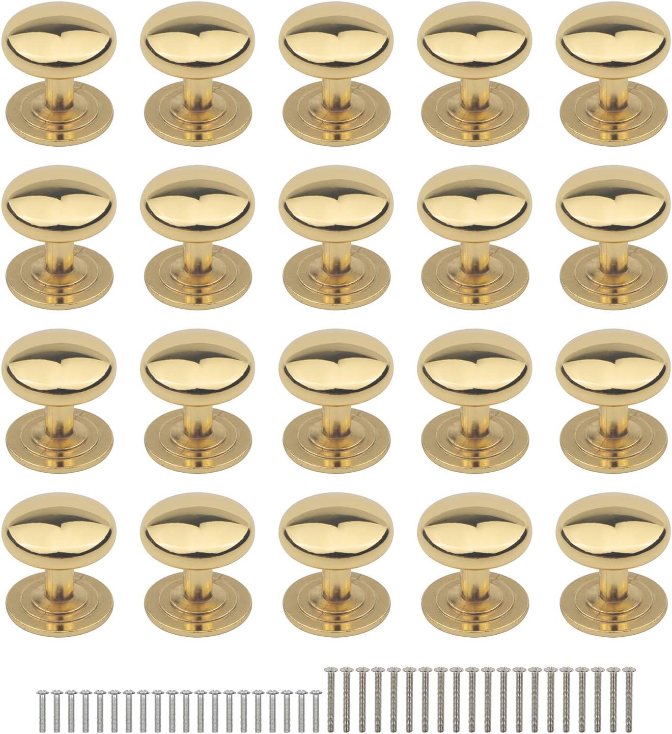 Rowiz 20PCS Modern Cabinet Round Knob Kitchen Bathroom Drawer Dresser Handles Furniture Wardrobe Pull Gold Single Hole