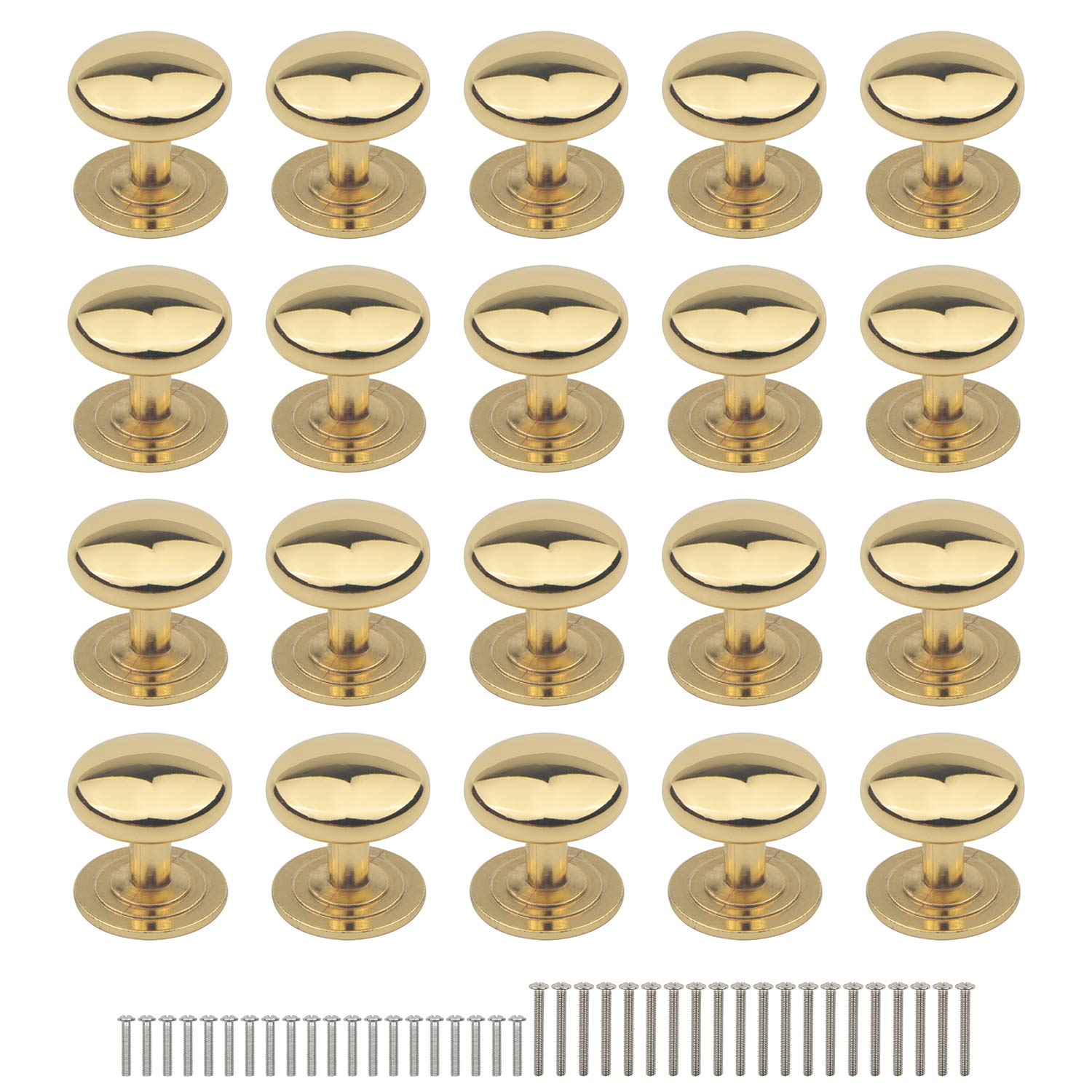 Rowiz 20PCS Modern Cabinet Round Knob Kitchen Bathroom Drawer Dresser Handles Furniture Wardrobe Pull Gold Single Hole