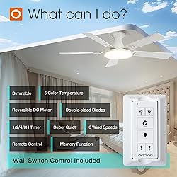 addlon Ceiling Fans with Lights, 52 inch Flush