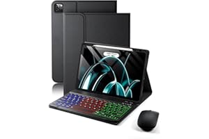 TUNKARMOR for iPad Air 13-inch (M4/M3/M2) & iPad Pro 12.9-inch (6th/5th/4th/3rd Gen) Case with Keyboard - Rainbow Backlit Key