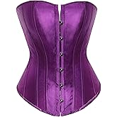 Usweetie Women’s Corset Top Satin Overbust Waist Cincher Bustier