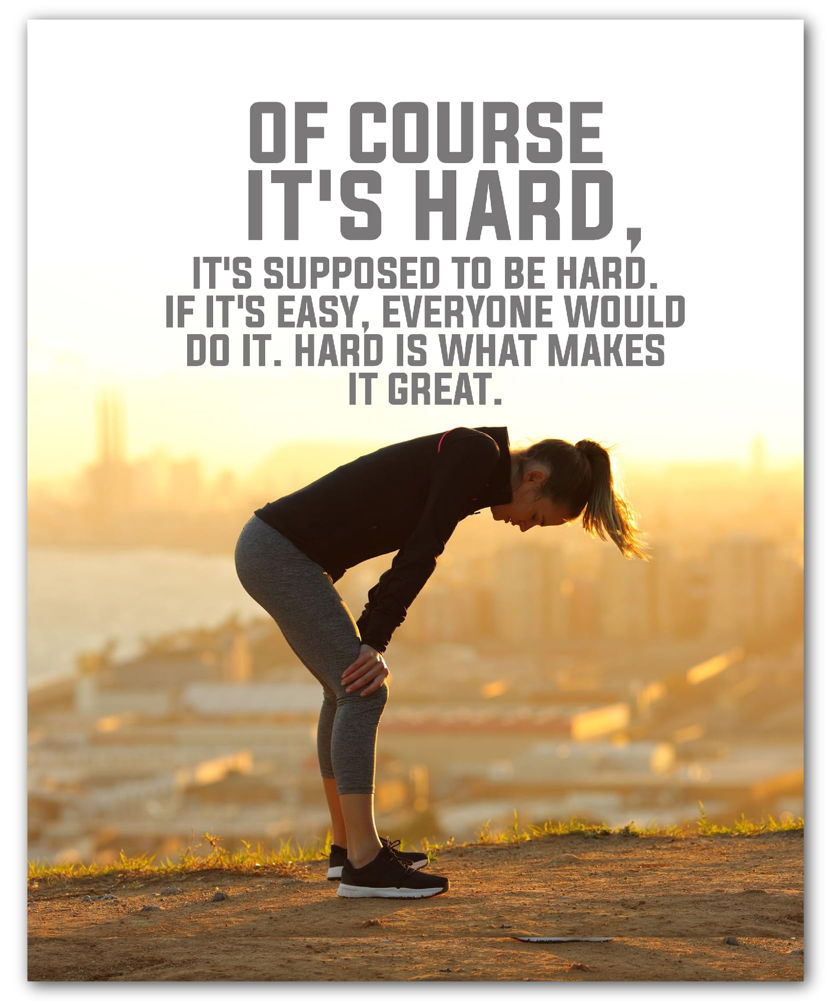 Photo 1 of "Of Course It's Hard"-Motivational Wall Art Print - Inspirational Quote Decor for Home Gym-Office-Workout Room-Positive Mindset Gift-Fitness Poster for Athletes-Runners-Gym (Unframed, 11 x 14 inches)