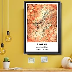Bagram Map Poster, Afghanistan Map Art Poster, Map