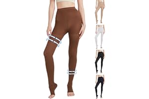 MGANG Medical Compression Pantyhose for Women & Men, 20-30mmHg Graduated Compression Support Tights, Open Toe, Opaque Waist High Compression Stockings for Edema, Varicose Veins, Flight, DVT, Brown M