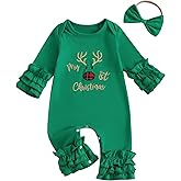 citgeett My First Christmas Baby Girl Outfit Santa Long Sleeve Romper Jumpsuit Onesie Christmas Newborn Girl Outfits Clothes