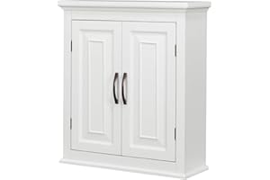 Teamson Home St. James Removable Wood Wall Cabinet 2 Doors 2 Adjustable Shelves 3 Storage Spaces, White