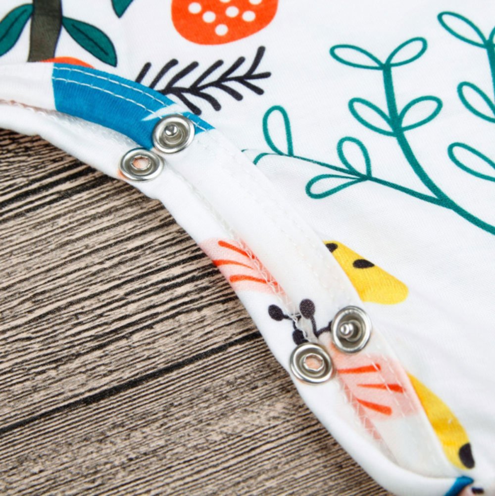 Pevor Newborn Baby Girl Sleeveless Floral Animal Print Romper Bodysuit Playsuit Outfits,9-12months White