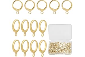 NICENEEDED 60Pcs 14K Gold Filled Hoop Huggie Earring Hooks, Hypoallergenic Dangle Tarnish Resistant, Hoop Huggie Ear Leverbac