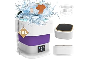 YLTIMER Small Collapsible Washer and Dryer, 15L Portable Washing Machine with Innovative Foldable Design, Mini Washing Machine with Spin Ideal for Compact Living Spaces, Travel, Save Time and Energy