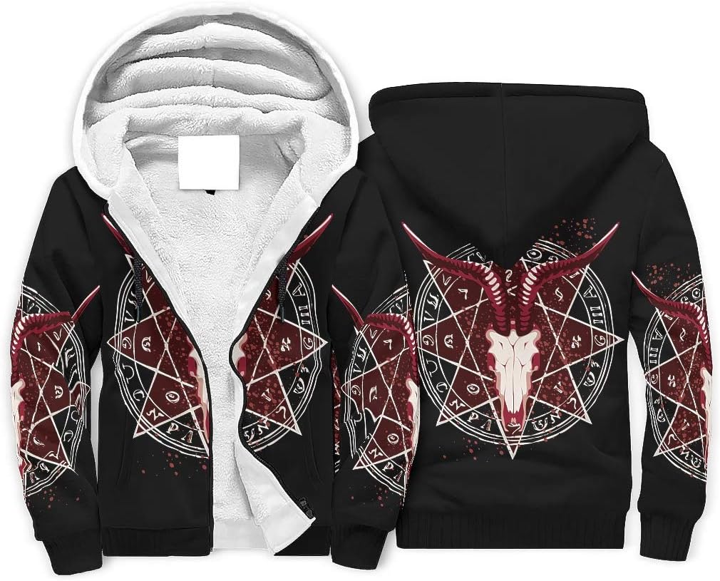 QXGIAO Male Full Zip Hooed Hoodies Wool Warm Thick Sheep Sweatshirt