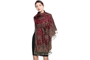 Arctic Penguin Women Pashmina Scarves Luxury Winter Scarf Paisley Shawl with Fringe Reversible Large Blanket Wrap 78.5" X27.5