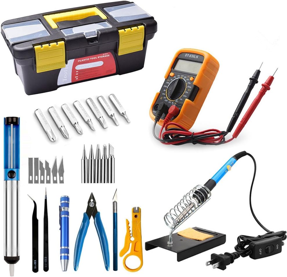 Electric Soldering Kit, Adjustable Temperature Soldering Iron (23 in 1)