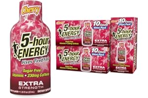 5-hour ENERGY Extra Strength Shots, Cherry Flavor, 1.93 oz. 30 Count (30 Bottles – Single Flavor, Cherry)