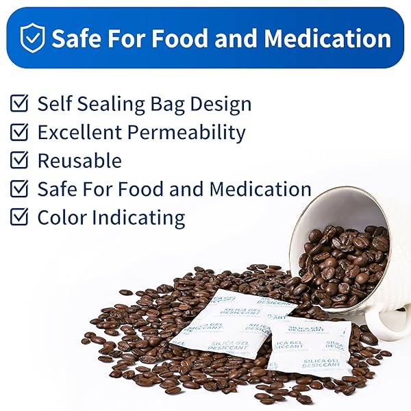 NATRUTH 20 GRAM [20 PACKS] FOOD GRADE SILICA GEL PACKETS WITH COLOR INDICATING BEADS REUSABLE DESICCANT PACKS FOR STORAGE, RECHARGEABLE MOISTURE ABSORBERS FOR FOOD SEEDS SNACKS SPICES JEWELRY