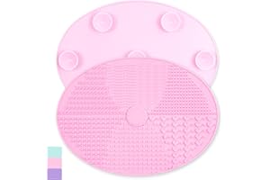 RANPHYKX Makeup Brush Cleaner Mat Silicone Brush Cleaning Mat Big Size Make Up Brush Clean Pad with Suction Cup for Makeup Brush Cleaning (Pink)