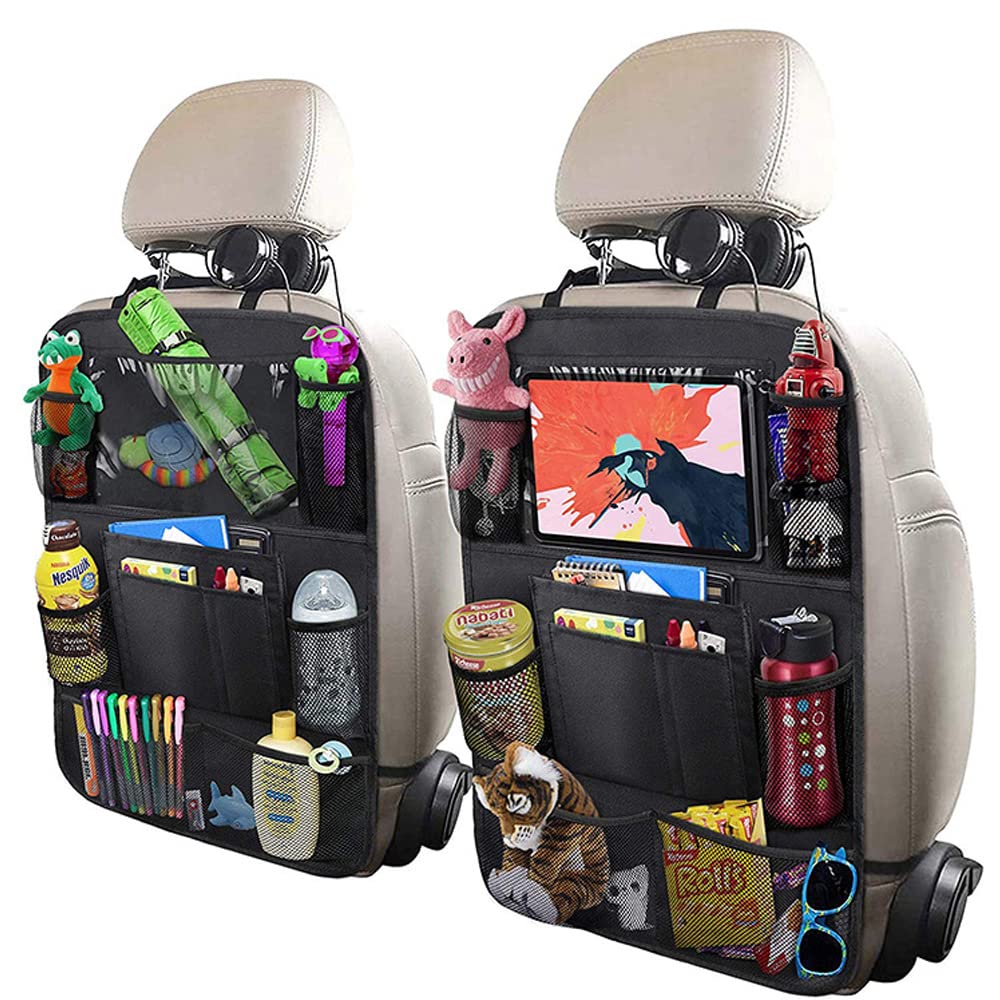 DZOZO 2 Pcs Car Back Seat Organiser Car Seat Protector Car Organiser Car Seat Organiser Car Tidy Organiser Car Organiser Seat Back Protectors with Multi Pockets Car Backseat Organiser for Kids
