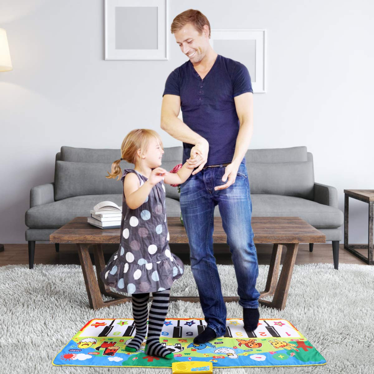 RenFox Musical Mats Keyboard Piano Play Mat Dance Floor Music Mat Animal Blanket Carpet Playmat Early Educational Toys for Kids Baby Toddlers Boy Girl(53.2x23.6 in): Video Games