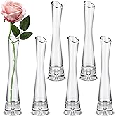 Lallisa 6 Pcs Glass Bud Vases for Centerpieces Maria Modern Clear Small Skinny Decorative Single Flower Bud Vase for Wedding Party Event Home Office Decoration(9.84 Inch,Transparent Color)