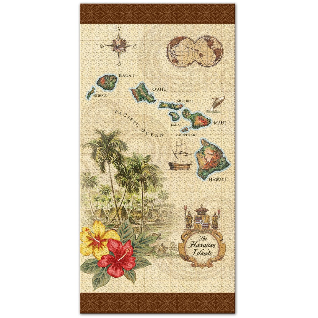Island Of Hawaii Tan Beach Towel