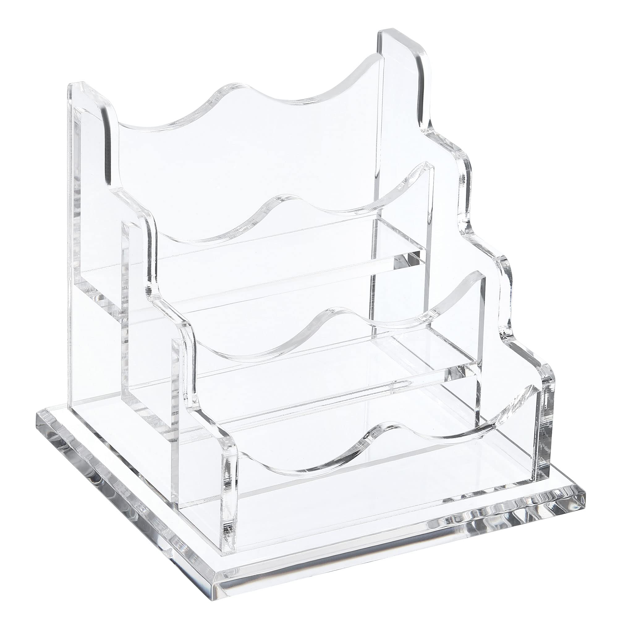 PATIKIL Business Card Holder, Acrylic 3 Slots Desktop Name Cards Display Stand for Office Desk, Clear