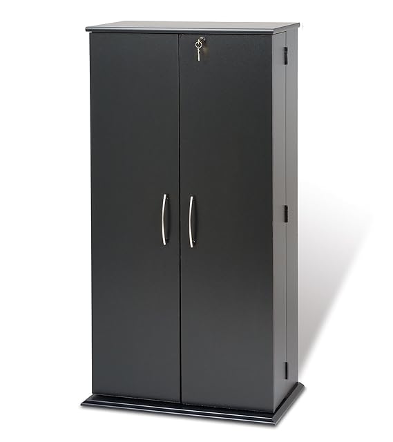 Black Tall Locking Media Storage Kitchen & Dining