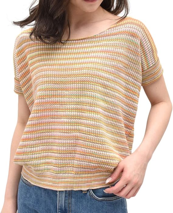 Amazon Roberto Collina ロベルト コリーナ A136 ショートスリーブ マルチカラーニット レディース M マルチ セーター 通販