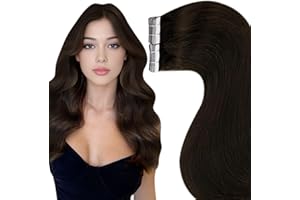LaaVoo Human Hair Tape in Extensions Brown Tape in Hair Extensions Human Hair #2 Darkest Brown 22 Inch 50g 20pcs
