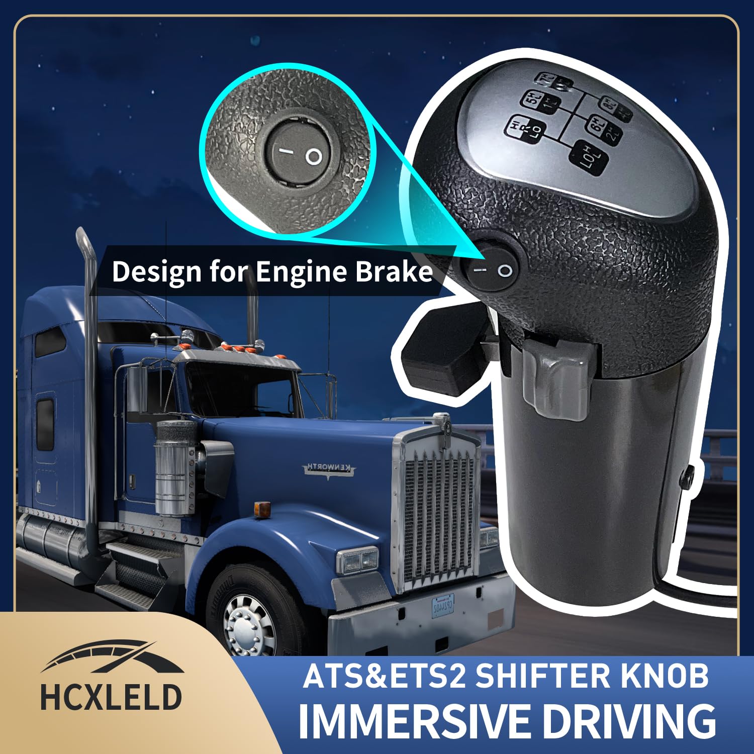 HCXLELD USB Truck Simulator Shifter Knob for ATS & ETS2 compatibled with Logitech G25 G27 G29 G920 G923 Thrustmaster TH8A Fanatec SQ Moza PXN or other DIY shifter