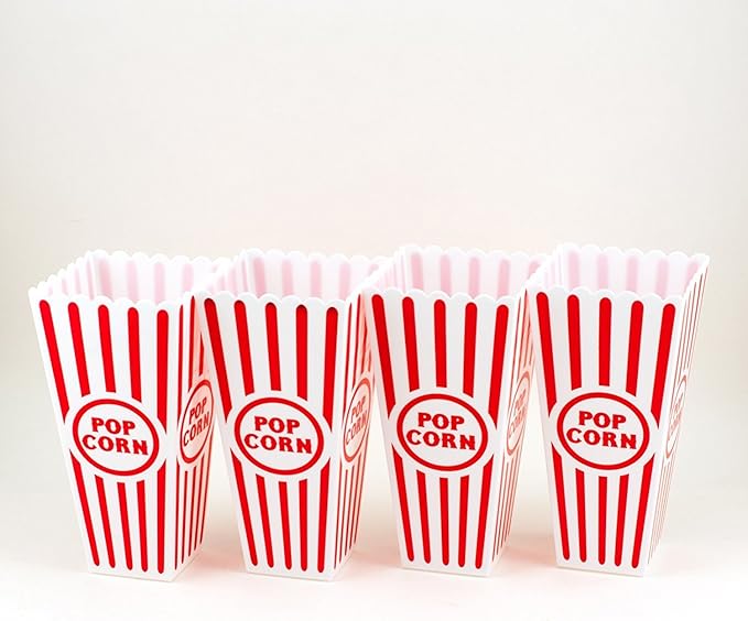 Adorox (Set of 4) Movie Theater Style Popcorn Containers Set (Reusable