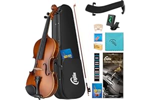 Djlin Violin 4/4 Full Set for Beginners Adults, Acoustic Violin with Tiger Patterned, Violin Accessories Include Case, Violin Rosin,Violin Bow, Violin Strings, Violin Shoulder Rest, Violin Tuner