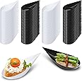 Tessco 200 Pcs 4" Tear Drop Appetizer Spoons Mini Appetizer Plates Reusable Tasting Spoons Plates Catering Supplies Disposable for Serving Small Desserts Cakes Bowls(White, Black)