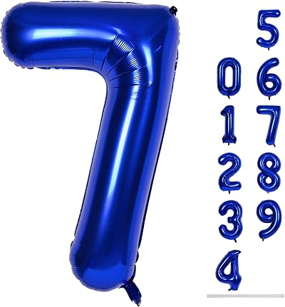 Lingqiang 40 in Navy Blue Number 7 Foil Balloon Self Inflating