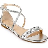 Jewel Badgley Mischka Osome Glitter Flat Sandals