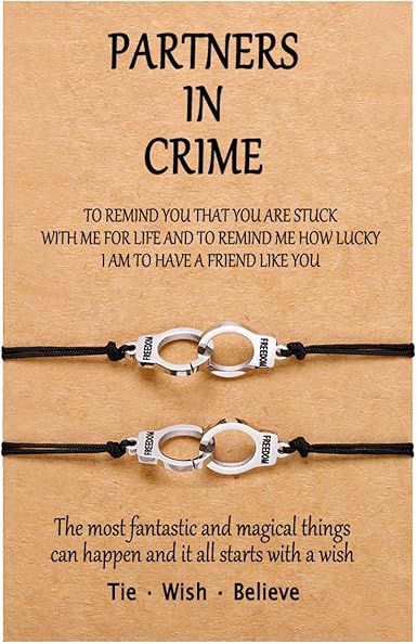 Amazon Com Partners In Crime Handcuff Bracelets Bff Best Friend Matching Friendship Anklet Bracelet Jewelry For 2 Girls Women Men Boys Clothing