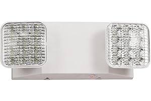 OSTEK LED Emergency Lights with Battery Backup, Adjustable Two-Head Commercial Emergency Light Fixtures, UL Listed, Hardwired Exit Lights for Business, AC 120/277V (1 Pack)