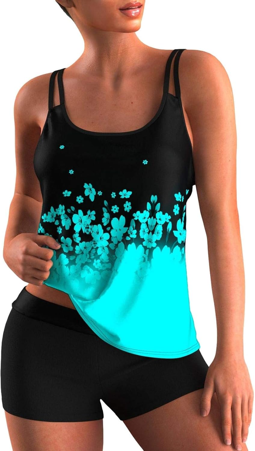 Qetuk Verstellbares HosenträgerTanktop für Damen in Übergrößen Tankini