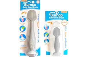 Bumco Baby Bum Brush + Mini Baby Diaper Cream Spatula with Case - BPA-Free Silicone Diaper Spatula, Mom-Invented Butt Paste Applicator (Gray & Gray)