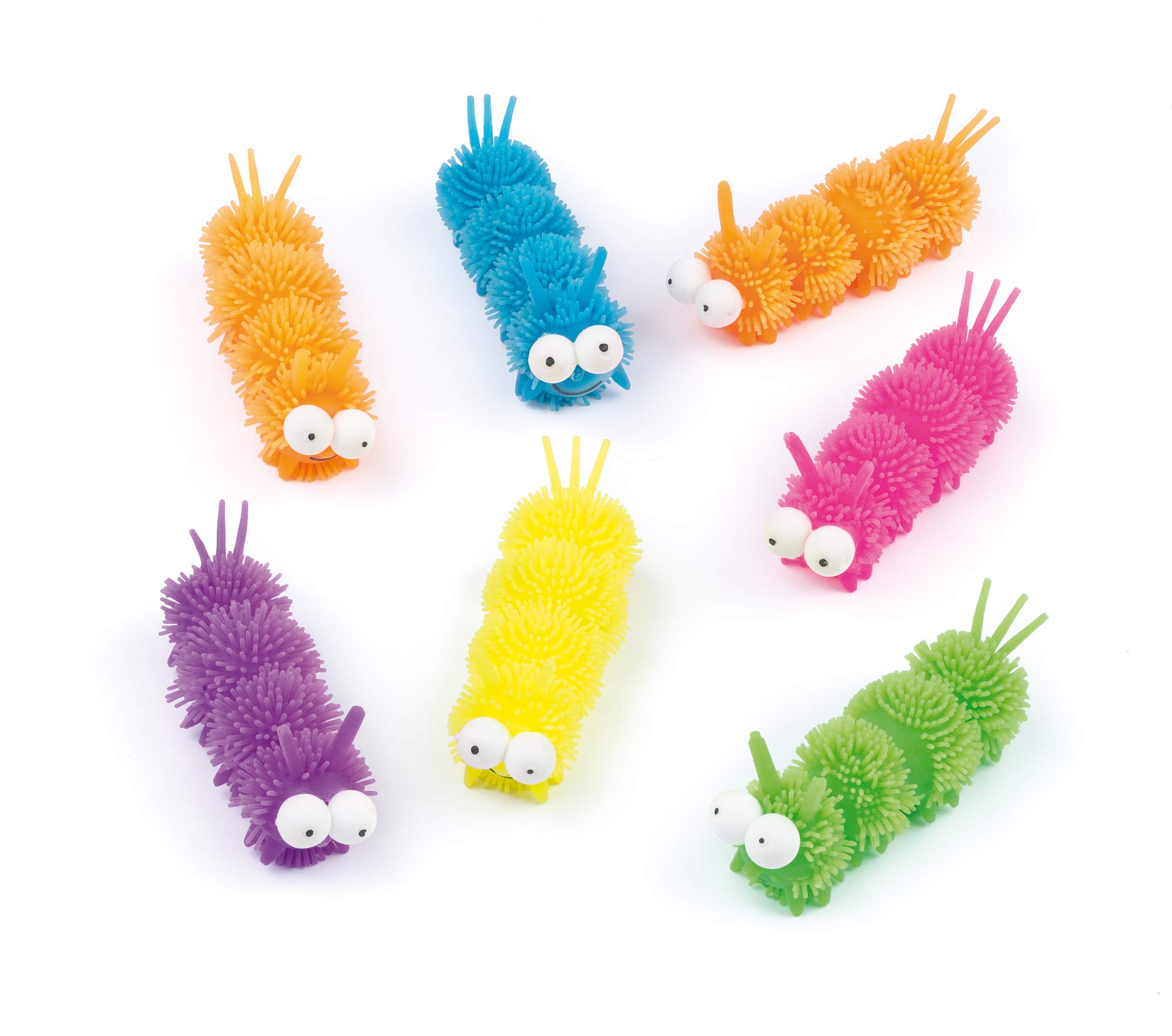 Baker Ross P432 Funky Flashing Caterpillars, Light Up Toys for Kids Party Bag Fillers and Pocket Money (Pack of 4), Assorted,5 cm