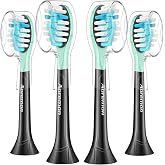 Aoremon Toothbrush Replacement Heads for Sonciare C3,4 Count,Black | Brush Heads for Philips Sonicare 2 Series 3 Series ProtectiveClean 4100 5100 6100 DiamondClean FlexCare HealthyWhite G3 W3 G2