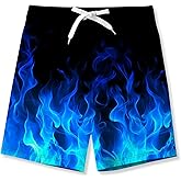 Uideazone Boys Teens Swim Trunks Quick Dry Waterproof Surfing Board Shorts Drawstring Elastic Waist with Mesh Lining 5-14T