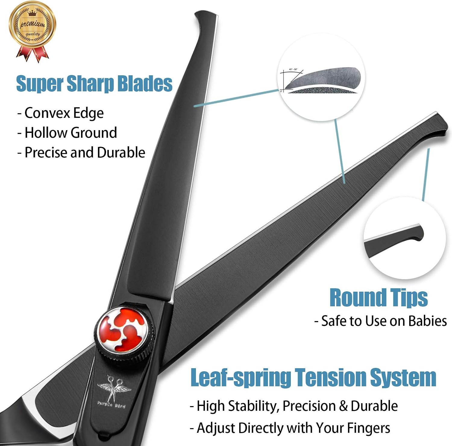 Professional Kids Safety Round Tips Hairdressing Scissors - 6 Inch Hair Trimming Scissors for Baby Toddler Beginners Home Use - Image 3